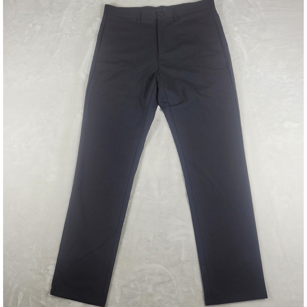 Baubax Travel Dress Pants Men's 34x32 Black Commuter Stretch Trousers Wool Blend